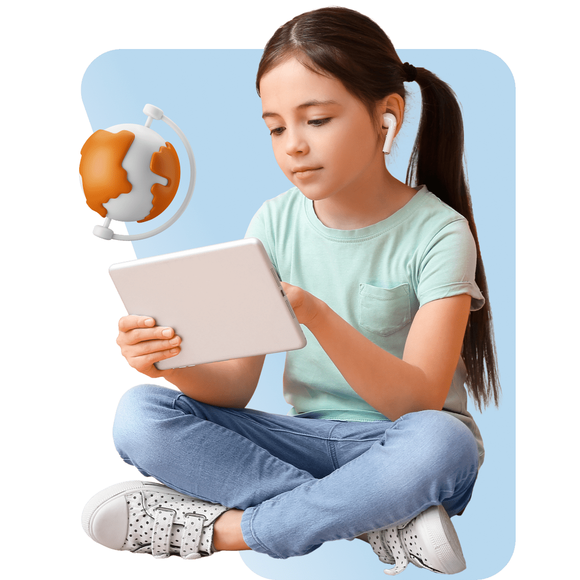 Escuelas primarias en línea en Connecticut imagen 2 (nombre SEGUNDA IMAGEN 1 Ubicación de los Airpods de la tableta de niña joven)