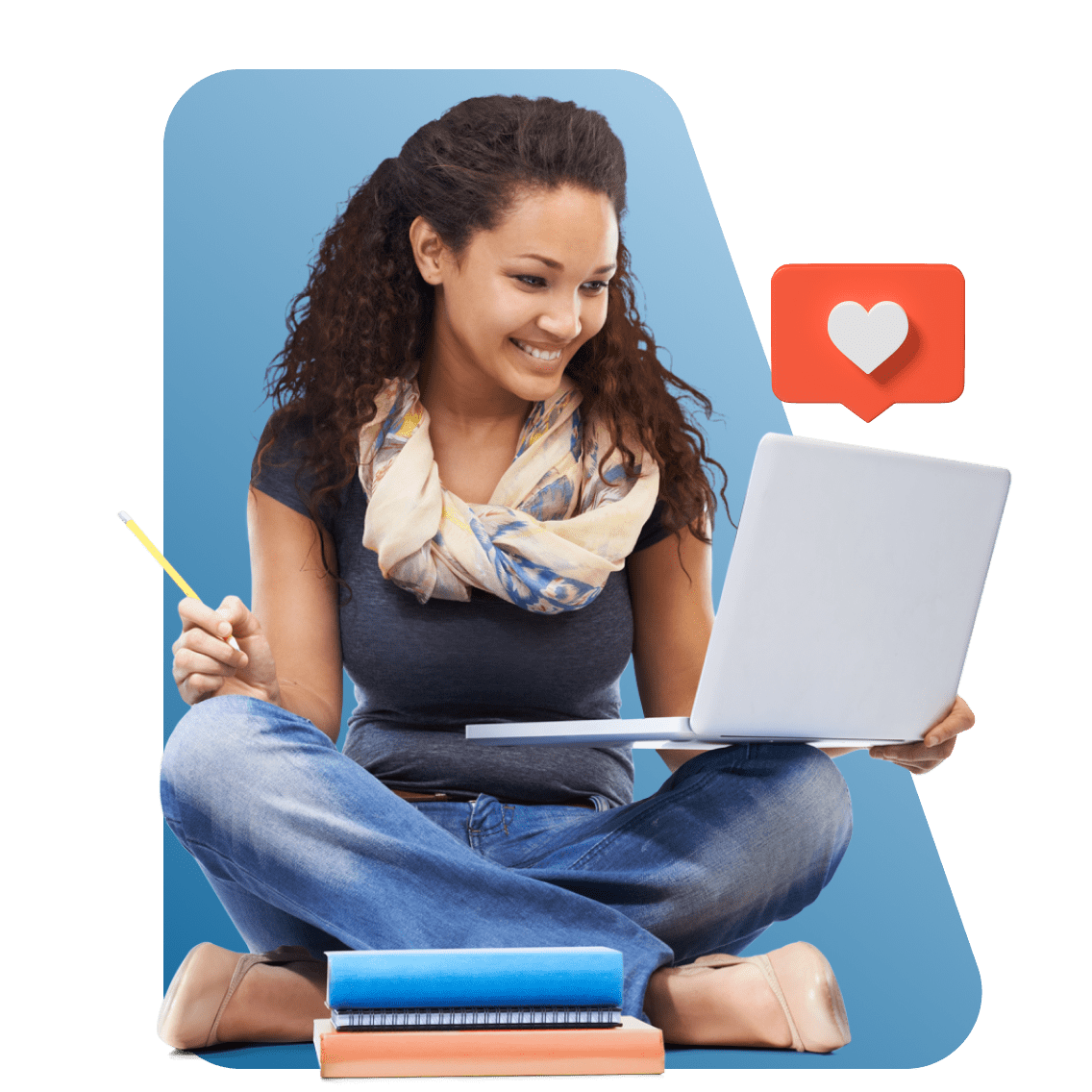 Web & Digital Communications Pathway image 1 (name 1 Young Women Sitting Laptop Heart 1)