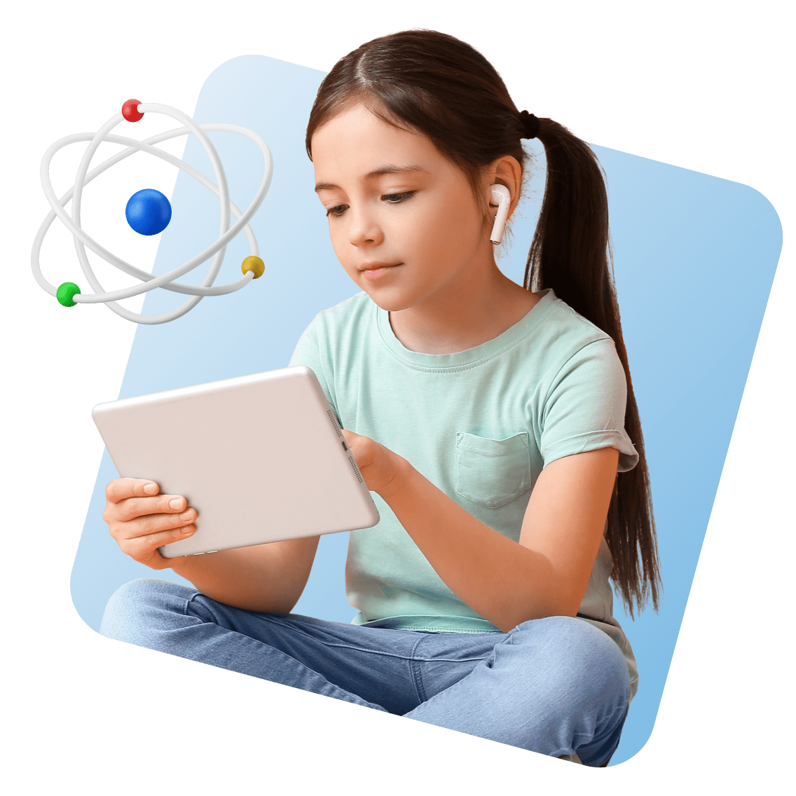 Cursos complementarios en línea de educación en el hogar imagen 9 (nombre 3 Young Girl Tablet Airpods Science 2)