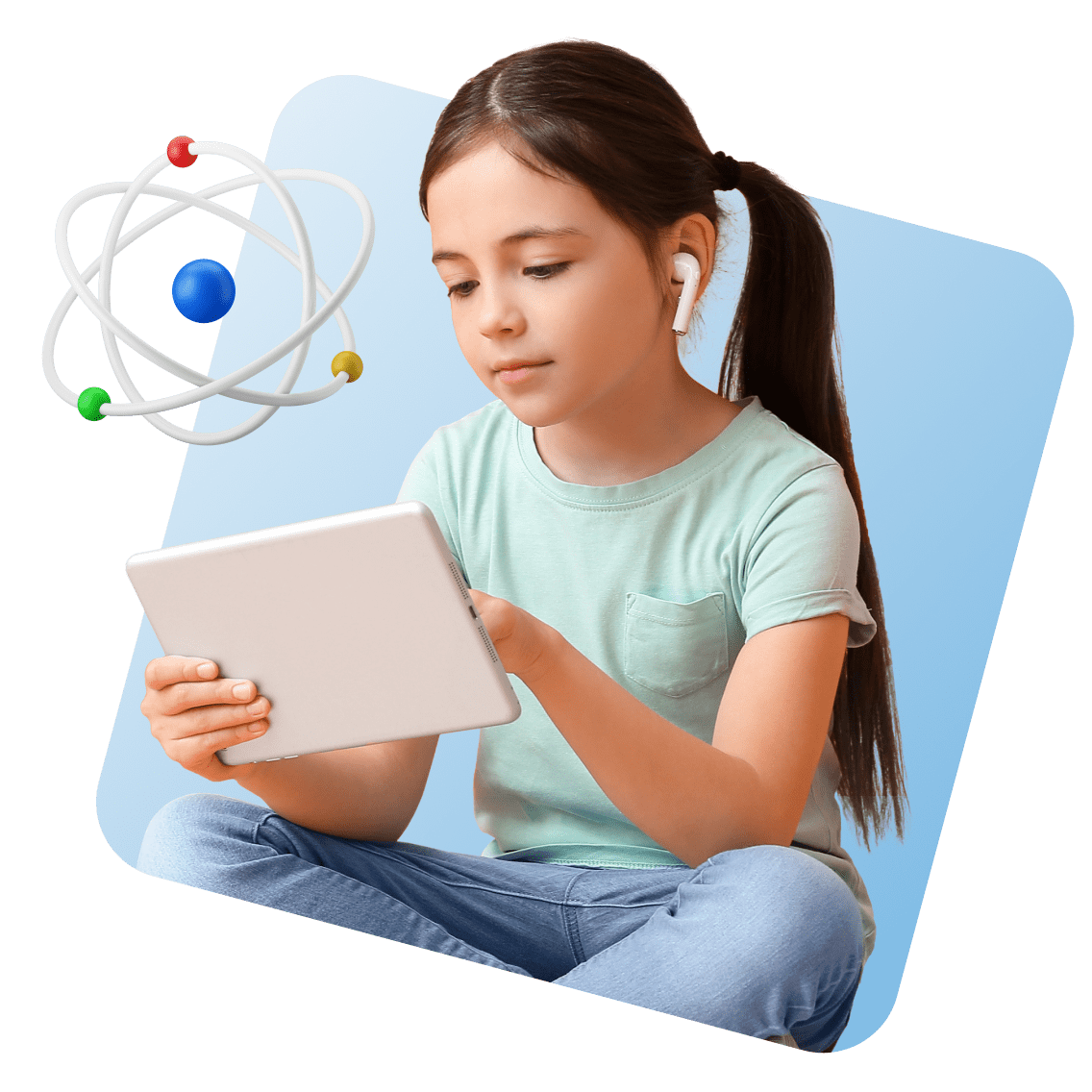 Types of Home-schoolers and Online Learners image 10 (name 3 Young Girl Tablet Airpods Science)