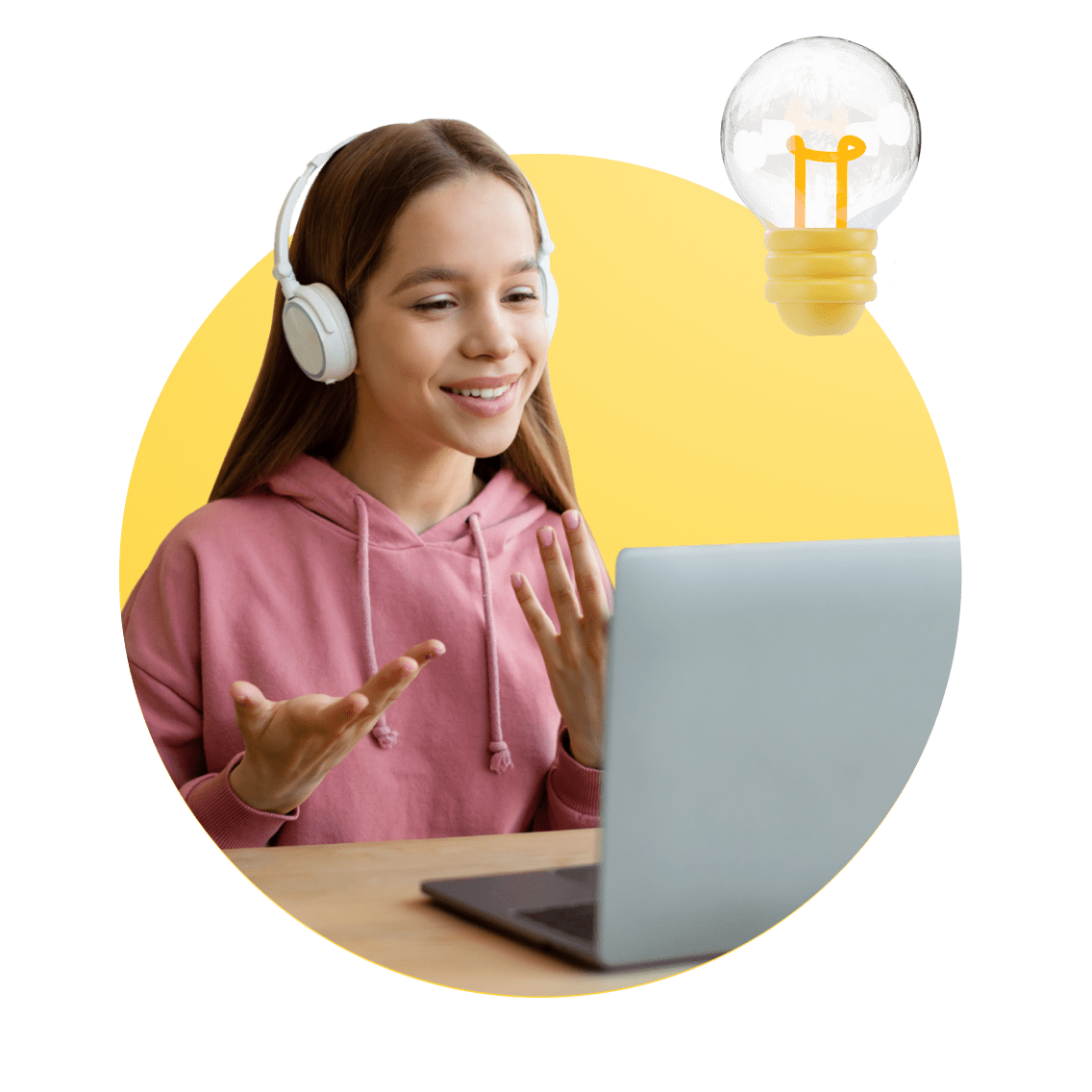 Types of Home-schoolers and Online Learners image 7 (name 4 Young Girl Desk Headphones Light)