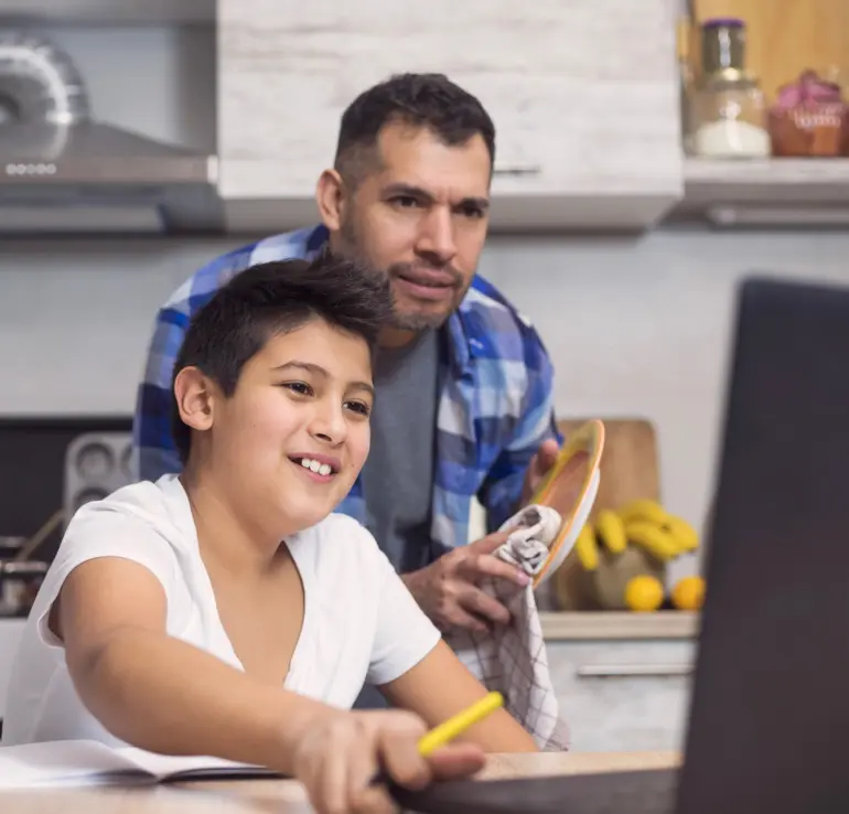 Wisconsin Online Schools image 3 (name dad and son working at laptop)