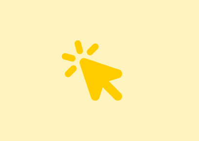Yellow cursor icon with three rays on a pale yellow background, conveying a sense of interaction and bright energy. Minimalistic and cheerful design.