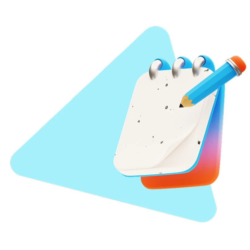 Illustration of a notepad and pencil icon representing enrollment guides, resources, and step-by-step instructions.